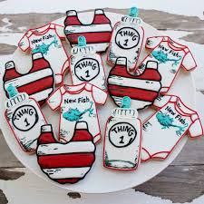 Dr Seuss Baby Shower Cookies No Source Thing One Red White Bib Seuss Baby Shower Cake Seuss Baby Shower Dr Seuss Baby Shower Decorations