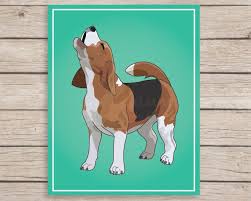 Beagle Art Print Howling Beagle Decor Barking Dog Art Etsy Beagle Art Dog Tattoos Dog Art