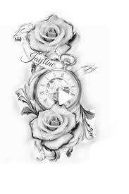 For A Tattoo Clock And Rose Tattoo Watch Tattoo Design Clock Tattoo Design
