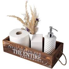 This holder is perfect as it. Farmhouse Bathroom Decor Box Double Sided Print W Funny Sayings Decorative Toilet Paper Holder Storage In Distressed Brown Rustic Bath Storage Storage Organization Home Kitchen Sailingschool Pl