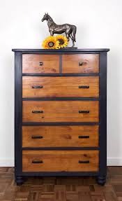 Dark Grey And Wood Large Chest Of Drawers Hand Painted In Midnight Grey Chalk Paint By Wood Bedroom Furniture Painting Wood Furniture Grey Painted Furniture