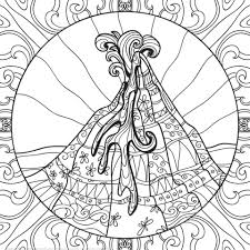 Free Volcano Zentangle Coloring Page In 2020 Coloring Pages Volcano Drawing Dinosaur Drawing