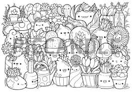 Coloring meditative drawings is easy, they have no rules and restrictions. Plants Doodle Coloring Page Printable Cute Kawaii Coloring Page For Kids And Adults In 2021 Doodle Coloring Cute Doodle Art Cute Coloring Pages