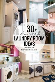 Laundry with bathroom combination can be a smart solution for utilizing small spaces, ranging from making a hidden laundry cabinets, or simply put the laundry in the bathroom. Remodelaholic 30 Medium Sized Laundry Rooms
