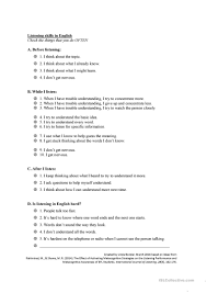 Some of the worksheets displayed are work for active listening, communications skillsactive listening work, work active listening. Listening Skills Checklist English Esl Worksheets For Distance Learning And Physical Classrooms