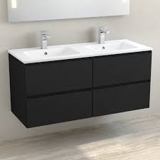 Check spelling or type a new query. Meuble Salle De Bain Noir 120 Cm Avec Plan Vasque Blanc One