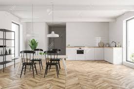 Alibaba.com offers 3081 wood kitchen worktop products. Interior Of Kitchen With White Walls Wooden Floor White Countertops Stock Photo Picture And Royalty Free Image Image 116031442