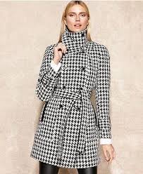 Black And White Houndstooth Coat Women S Calvin Klein Houndstooth Wool Blend Trench Coat Macy S Houndstooth Coat Coat Coats For Women