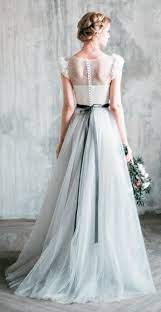 Neva Romantic Grey Wedding Dress Tulle A Line Grey Wedding Dress Blue Wedding Dresses Modern Wedding Dress