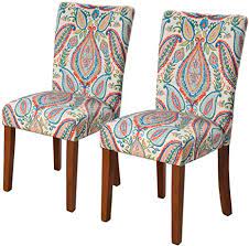Buy coloured dining room chairs and get the best deals at the lowest prices on ebay! Amazon Com Homepop Parsons Classic Upholstered Accent Dining Chair Set Of 2 Colorful Paisley Chairs