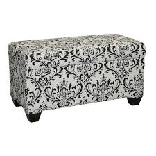 Black And White Ottoman Bench Black Toile Storage Bench Black And White Furniture Upholstered Storage Bench Black Bedroom Furniture