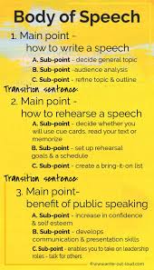 A public speaking outline example. Sample Speech Outline An Organizational Template