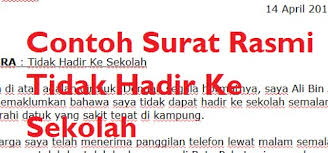 Contoh surat izin sakit ini bisa kamu gunakan untuk keperluan tidak masuk sekolah, kuliah, atau pun kerja. Contoh Surat Rasmi Tidak Hadir Ke Sekolah