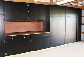 Image Detail For Black Melamine Garage Storage Cabinets With Work Bench Ours Won T Be Melamine But Why Not Garage Storage Cabinets Garage Decor Small Garage