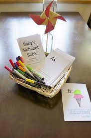 Abc Book Template For Baby Shower Storybook Baby Shower Baby Shower Fun Creative Baby Shower