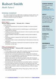 Take the effort and stress out of your letter writing process with this one page template that will make any of yo. Math Tutor Resume Samples Qwikresume