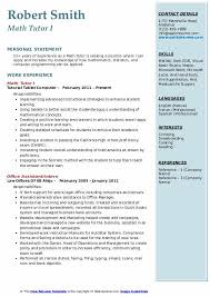 , former teacher, current tutor. Math Tutor Resume Samples Qwikresume
