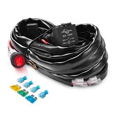 Mictuning Hd 12 Gauge Led Light Bar Wiring Harness Kit With 60amp Relay 3 Free Fuse On Off Waterproof Switch Red 2 Lead