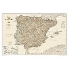Cartes routières michellin & foldex étiquettes : Carte Geographique National Geographic Espagne Et Portugal