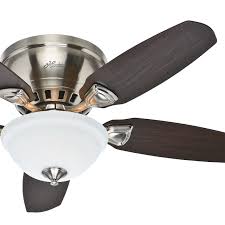 Hunter 46 Low Profile Flush Mount Ceiling Fan Brushed Nickel With Light Ceiling Fan Flush Mount Ceiling Fan Brushed Nickel Ceiling Fan