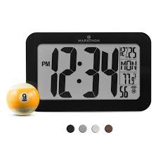 Digital alarm clock with talking clock feature. Marathon Black Digital Wall Clock Cl030033bk Reno Depot