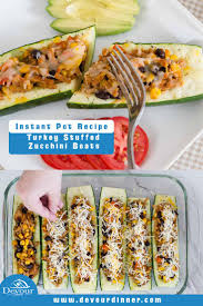 This stuffed zucchini boat recipe uses lean ground turkey but it goes with any ground meat, for example, lean ground beef, chicken, pork, or even sausage would work well too! Easy Taco Stuffed Zucchini Boats Devour Dinner Instant Pot Recipe