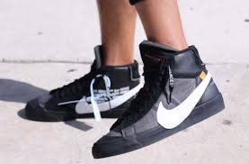 On Feet Images Of The Off White X Nike Blazer Mid Grim Reaper Kicksonfire Com Nike Fashion Shoes Nike Sneakers Women Nike Sneakers Outfit