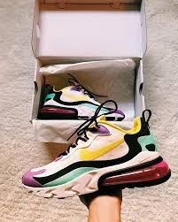 Nike Purple Black And Yellow Air Max 270 React Sneakers In 2020 Nike Shoes Air Force Nike Air Shoes Air Max 270