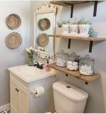 45 Rustic Country Bathroom Shelves Ideas Must Try In 2020 Half Bathroom Decor Bathroom Decor Small Bathroom Decor