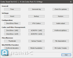 Kumpulan filter directshow, vfw / acm codec, dan tools. Download K Lite Codec Pack Mega 15 9 0 Terbaru