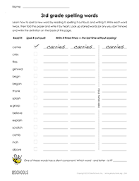 There are 30 units, each of which has a printable spelling list, several worksheets, abc order activities, and assessment resources. 3rd Grade Word Lists Worksheets Word Lists And Activities Greatschools