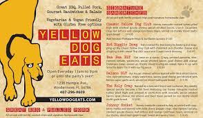 Yellow Dog Eats Menu Yellow Dog Eats Dog Eating Homemade Slaw Kettle Cooked Chips