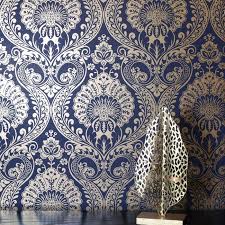 Luxe Damask Wallpaper Navy Gold Arthouse 910308 Damask Wallpaper Gold Metallic Wallpaper Damask