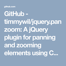 Github Timmywil Jquery Panzoom A Jquery Plugin For Panning And Zooming Elements Using Css3 Jquery Github Plugins
