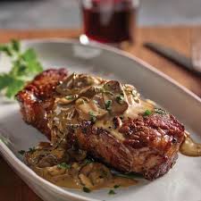 Steak Au Poivre With Sherry Mushroom Cream Sauce Recipe From H E B Recipe Steak Au Poivre Mushroom Cream Sauces Cream Sauce Recipes