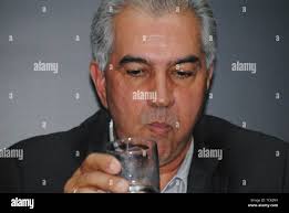 Gouverneur du Mato Grosso do Sul, Reinaldo Azambuja au cours de la  conférence de presse sur l'entretien des états et municipalités dans la  réforme des retraites, en discussion au Congrès. (Photo par