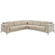 Anabel Cream Leather Power Reclining Sectional El Dorado Furniture Reclining Sectional Leather Sofa Power Recliners