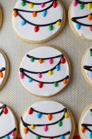 Set of christmas gingerbread cookies and decorations. Christmas Lights Royal Icing Sugar Cookies Mom Loves Baking