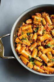 Have spaghetti for dinner, and these pastry rolls for lunch the next day! One Pot Spicy Chicken And Chorizo Rigatoni Cooking Curries