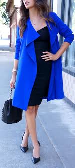 Black And Blue Outfits Riding On The Retro Strapless Black Dress Fashion Professional Outfits Young Professional Outfits