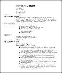 Free Entry Level Diesel Mechanic Resume Examples Resume Now