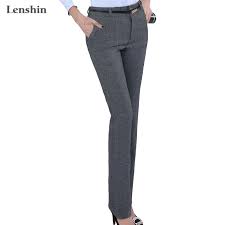 Lenshin Belt Loop Plus Size Formal Pants For Women Office Lady Style Work Wear Straight Trousers Female Clothing Business Design Affiliate