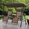 Zero gravity outdoor reclining swing with canopy sturdy steel 2 seaters. 1