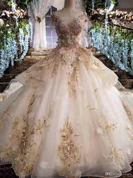 Colors Wedding Dresses 2017 Ball Gown Arabic Wedding Dress Vintage Lace Champagne Gold Wedding Dresses Lu Ball Gowns Wedding Ball Gowns Ball Gown Wedding Dress