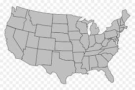 All objects identified with postal code and name. United States Of America Map Outline Gray Clip Art Grey Map Of Us Hd Png Download Vhv