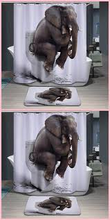 Novelty Waterproof 3d Elephant Toilet Pattern Shower Curtain Elephant Bathroom Decor Patterned Shower Curtain Elephant Home Decor