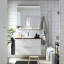 HAVBÄCK / ORRSJÖN Bathroom vanity with sink & faucet, white/brown ...