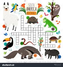 American Animals Crossword South America Kids Cross Word Search Puzzle Game With Llama And Toucan Anteater And In 2020 American Animals Animals South America Animals
