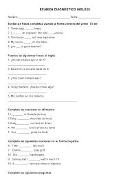 Examen Diagnostico Ingles I Nombre Fecha English Class Best Teacher Education