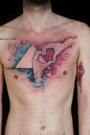 Heart Watercolor Chest Tattoo Heart Tattoo Designs Watercolor Tattoo Hand Tattoos